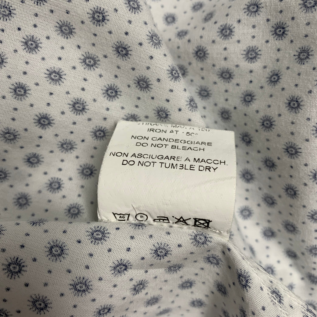 LAB PAL ZILERI Size L White Blue Dots Cotton Long Sleeve Shirt