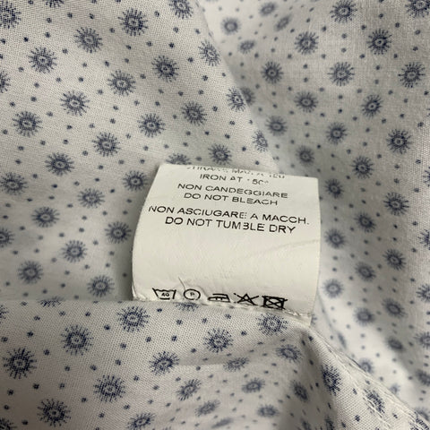 LAB PAL ZILERI Size L White Blue Dots Cotton Long Sleeve Shirt