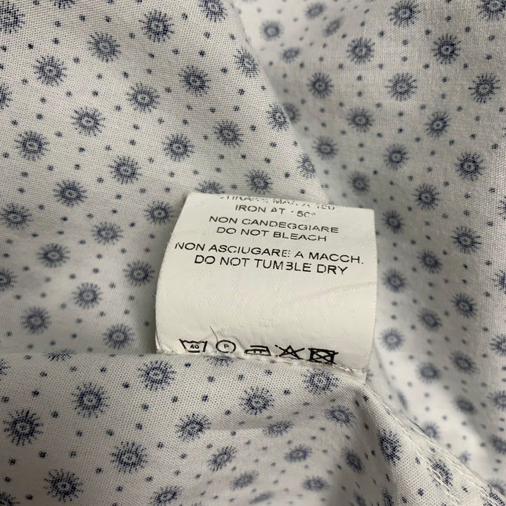 LAB PAL ZILERI Size L White Blue Dots Cotton Long Sleeve Shirt