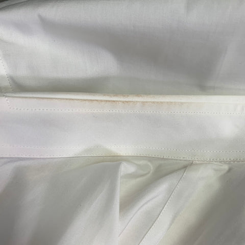 PRADA Size L White Cotton Curved Cutaway Button Up Long Sleeve Shirt