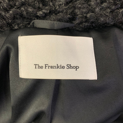 THE FRANKIE SHOP Size L Black Polyester Textured Faux Fur Belted Coat