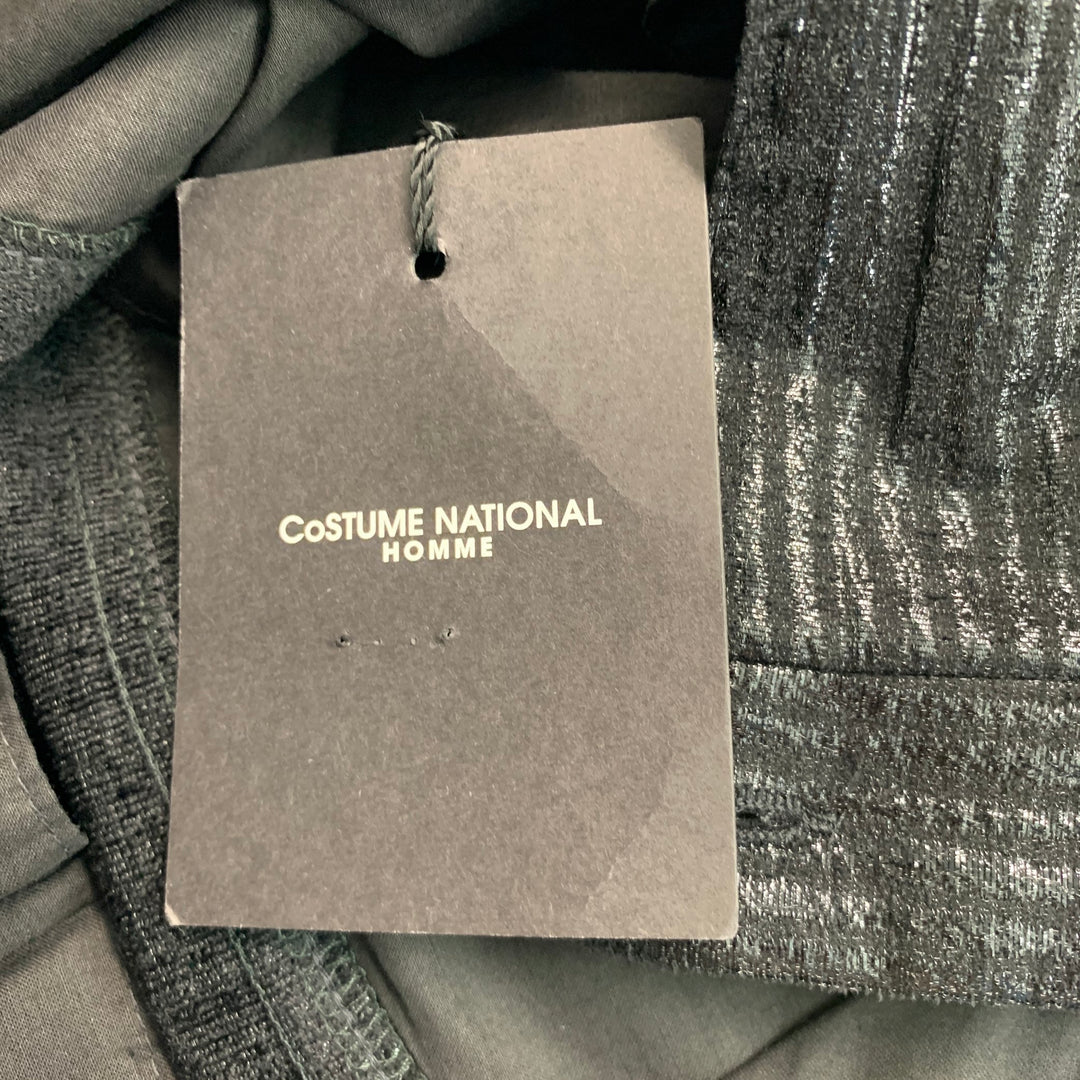 CoSTUME NATIONAL Size 42 Black Metallic Viscose Blend Peak Lapel Suit