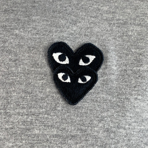 COMME des GARCONS PLAY Size XL Grey Black Hearts Cotton Crew Neck T-shirt