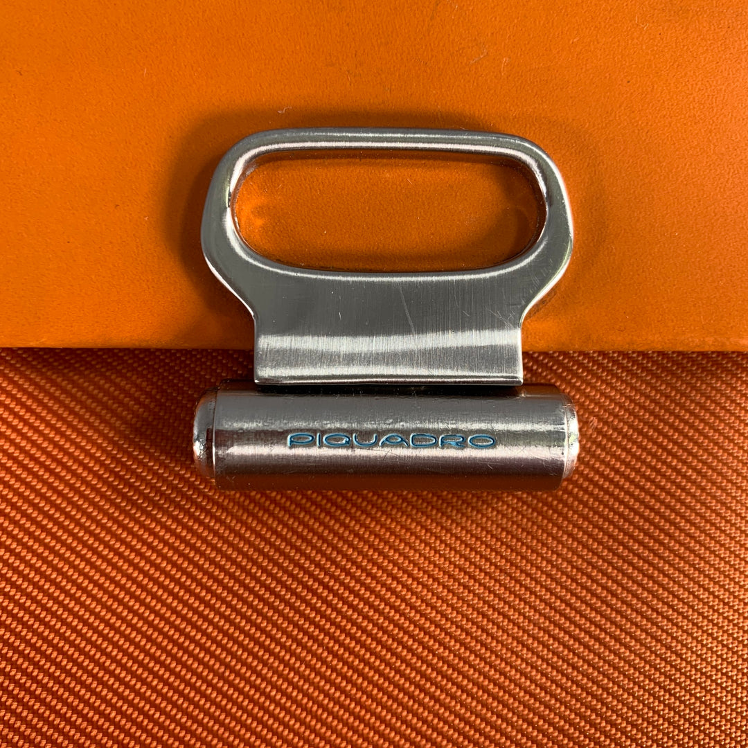 PIQUADRO Orange Leather Messenger Laptop Bag