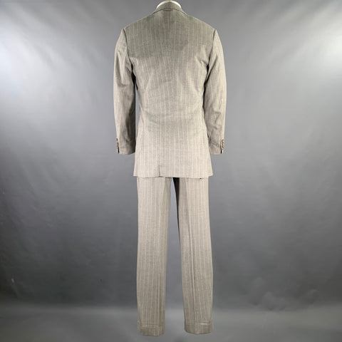 POLO by RALPH LAUREN  Size 38 Grey Light Grey Stripe Virgin Wool 29 32 Suit