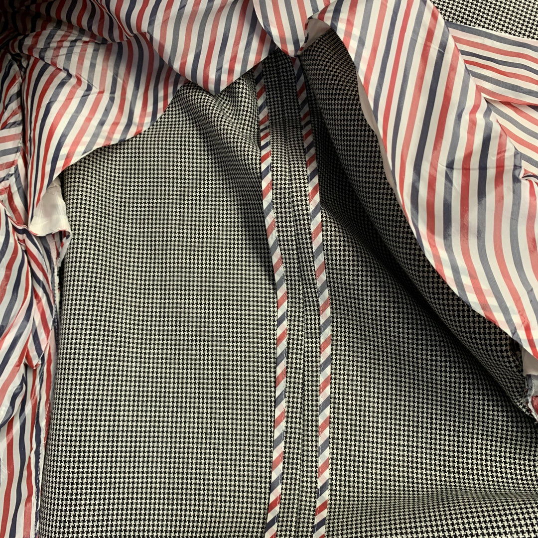 THOM BROWNE Size 38 Regular White Black Houndstooth Wool 3 Button Suit