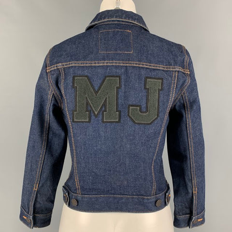 MARC JACOBS Size M Indigo Denim Contrast Stitch Pins Jacket