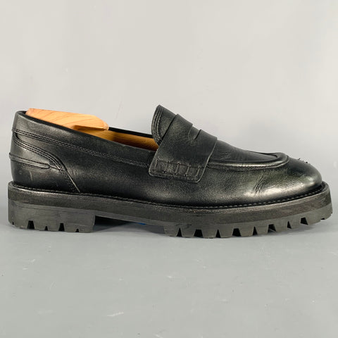 DRIES VAN NOTEN Size 10 Black Leather Penny Loafers