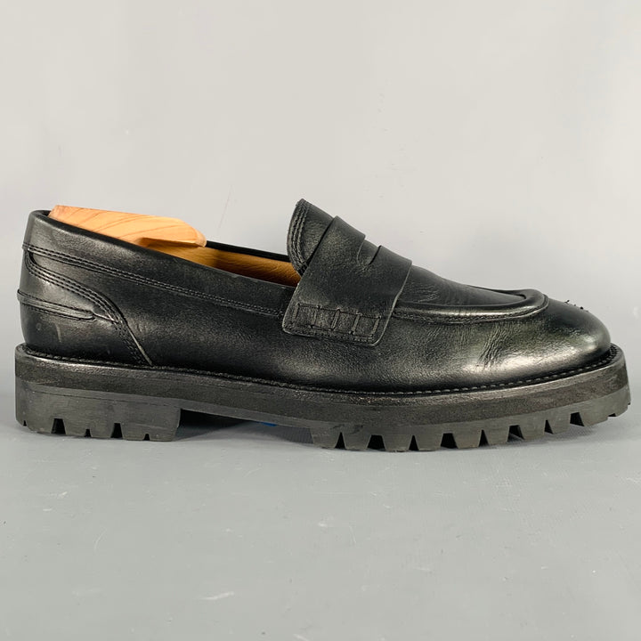 DRIES VAN NOTEN Size 10 Black Leather Penny Loafers