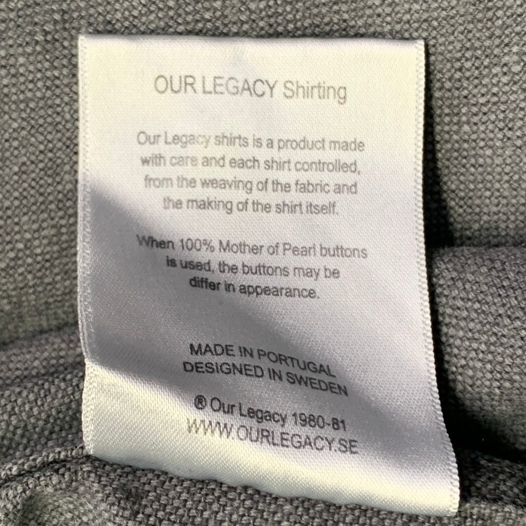 OUR LEGACY Size M Grey Charcoal Linen Cotton One Pocket Long Sleeve Shirt