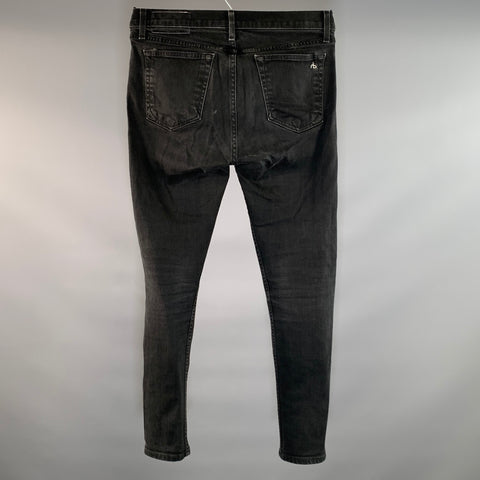 RAG & BONE Size 31 Black Stitched Cotton Blend Button Fly Jeans