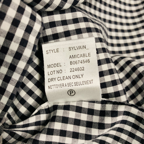 THEORY Size S Black White Checkered Cotton Button Up Long Sleeve Shirt