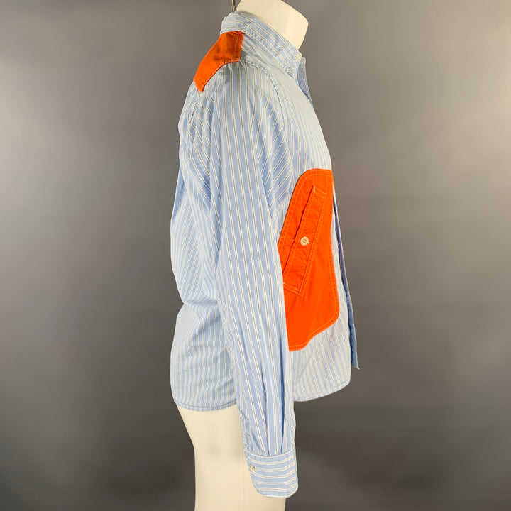 COMME des GARCONS HOMME Size S Blue Orange White Patchwork Long Sleeve Shirt
