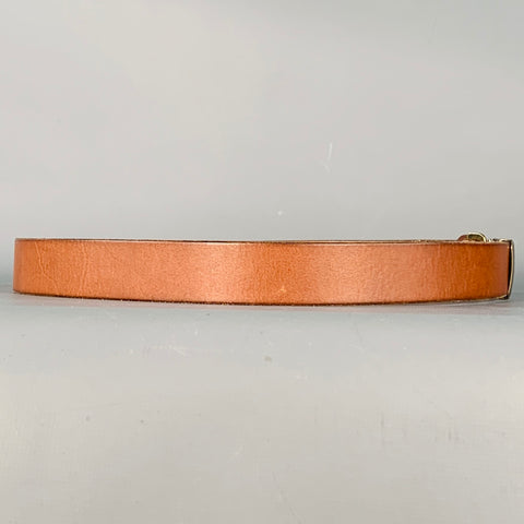 POLO by RALPH LAUREN Size 34 Brown Gold Leather Logo Square Buckle Belt