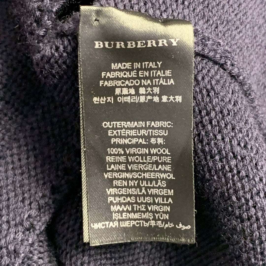 BURBERRY PRORSUM Size XL Navy Knit Virgin Wool Scoop Neck Sweater