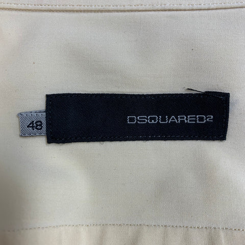 DSQUARED2 Size 38 Yellow Cotton Curved Cutaway Long Sleeve Shirt