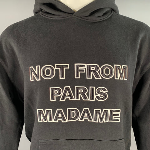 DRO'LE DE MONSIEUR Size S Black Graphic Cotton Hoodie Sweatshirt
