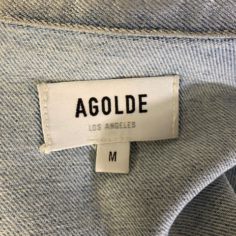AGOLDE Size M Silver Metallic Cotton Trucker Jacket