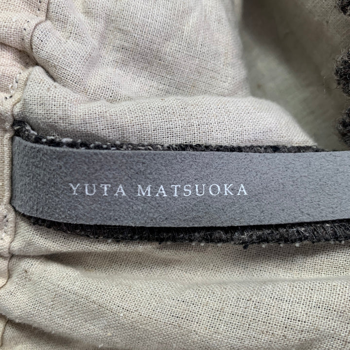 YUTA MATSUOKA Size L Grey White Cotton Wool Linen Wide Leg Casual Pants
