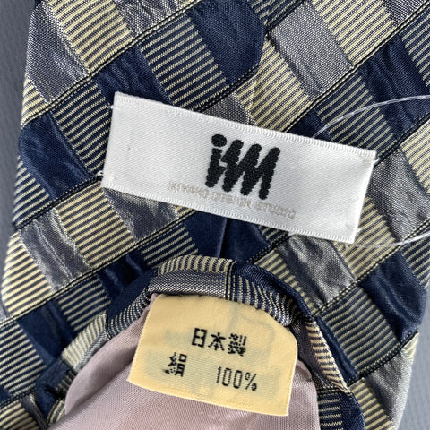 ISSEY MIYAKE Navy Silver Jacquard Silk Tie