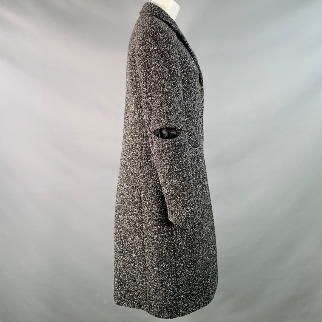 MICHAEL KORS COLLECTION Size 4 Grey Black Silver Wool Blend Tweed Cutouts Coat