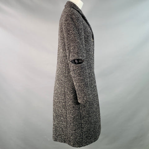 MICHAEL KORS COLLECTION Size 4 Grey Black Silver Wool Blend Tweed Cutouts Coat