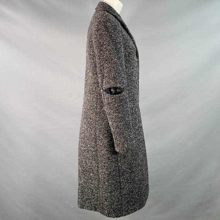 MICHAEL KORS COLLECTION Size 4 Grey Black Silver Wool Blend Tweed Cutouts Coat