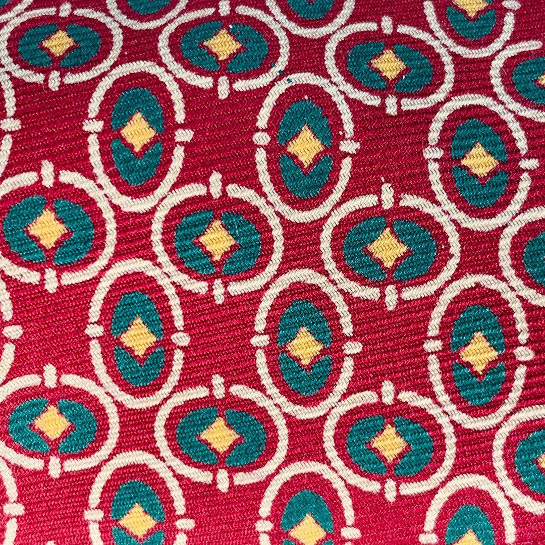 POLO by RALPH LAUREN Red Green Beige Geometric Silk Tie
