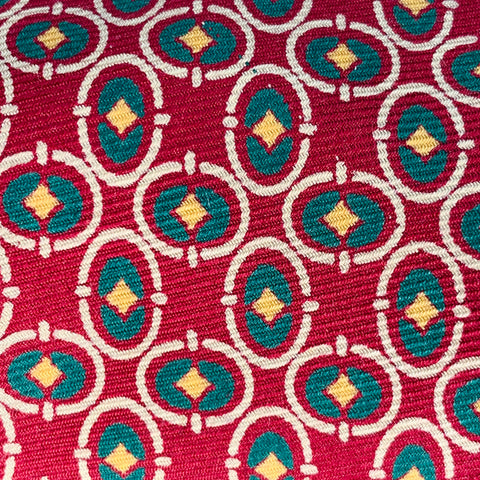 POLO by RALPH LAUREN Red Green Beige Geometric Silk Tie