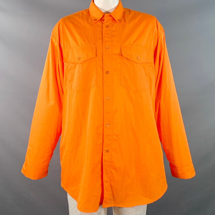 FRANKIE SHOP Size L Orange Polyester Button Down Collar Oversized Long Sleeve Shirt