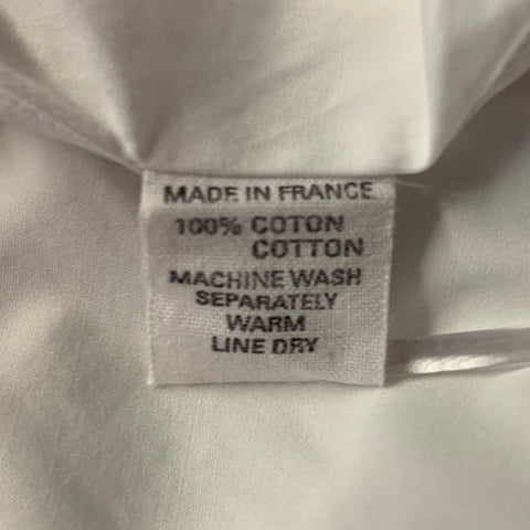 CHARVET Size M White Solid Cotton Pointed Collar Long Sleeve Shirt