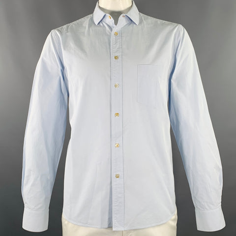 PAUL SMITH Size L Blue Cotton One Pocket Long Sleeve Shirt