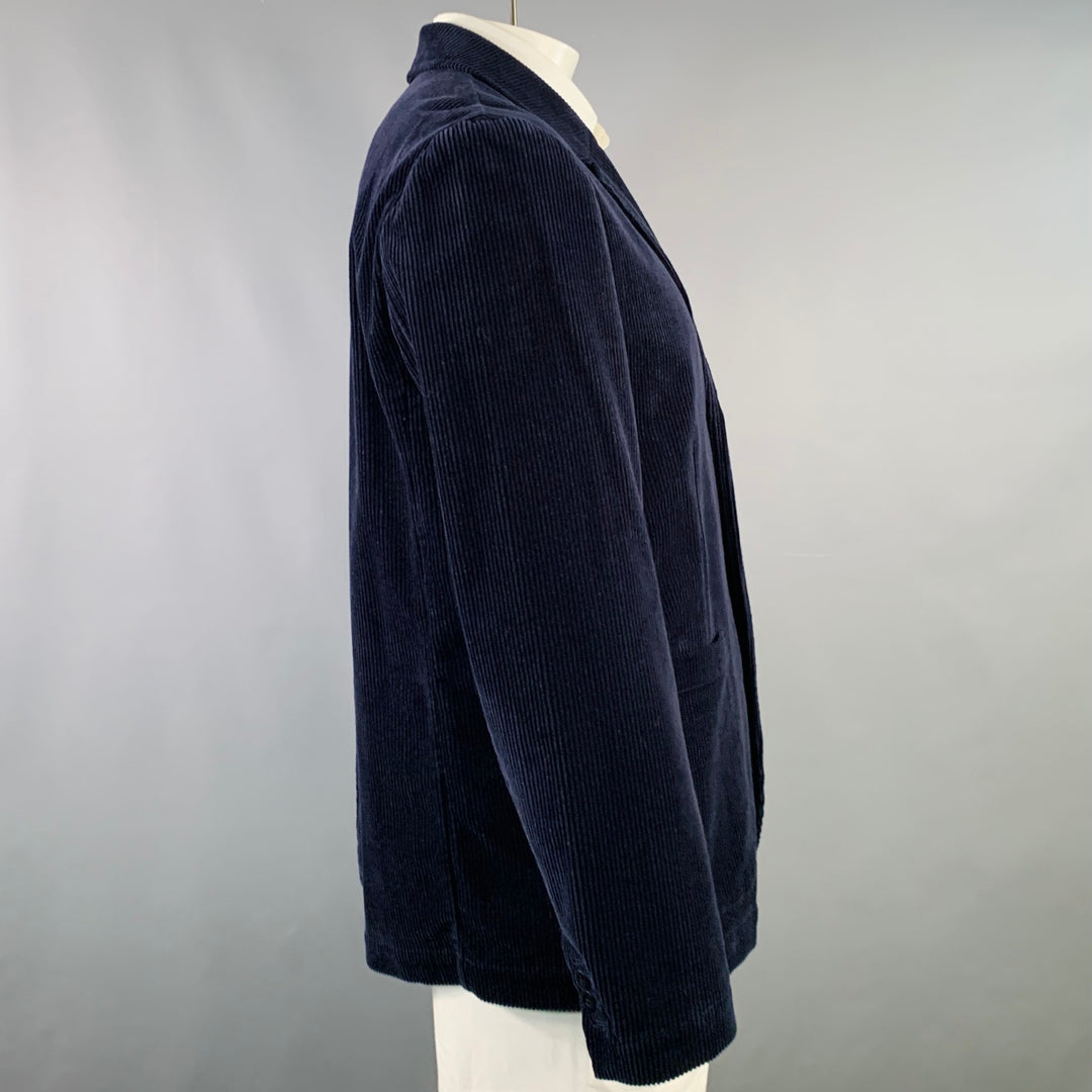 ALEX MILL Size XL Navy Corduroy Cotton Notch Lapel Sport Coat