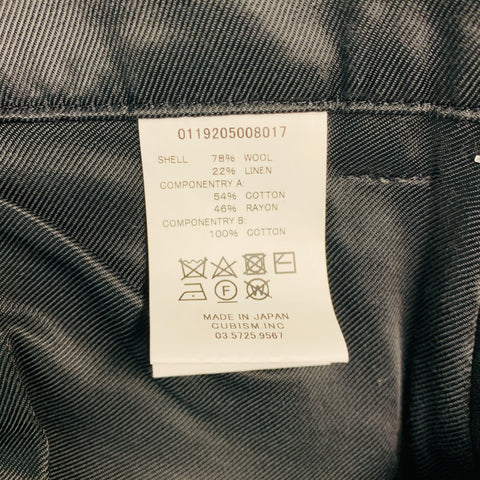 VISVIM Talla L -Pantalones Hakama- Pantalones de vestir plisados ​​de lino de lana negro