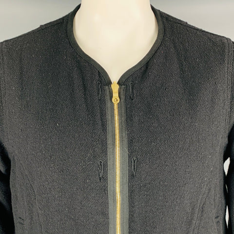 VISVIM -Chaqueta de plumón Wawona -Talla L Abrigo con cremallera de lino y lana de tweed negro y beige