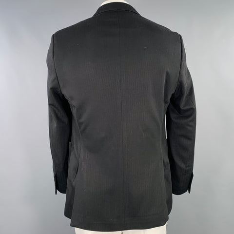 DOLCE & GABBANA Size 42 Black Herringbone Viscose Blend Sport Coat