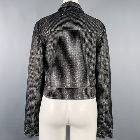 JONATHAN SIMKHAI Size M Black Silver Glittered Cropped Jacket Blazer