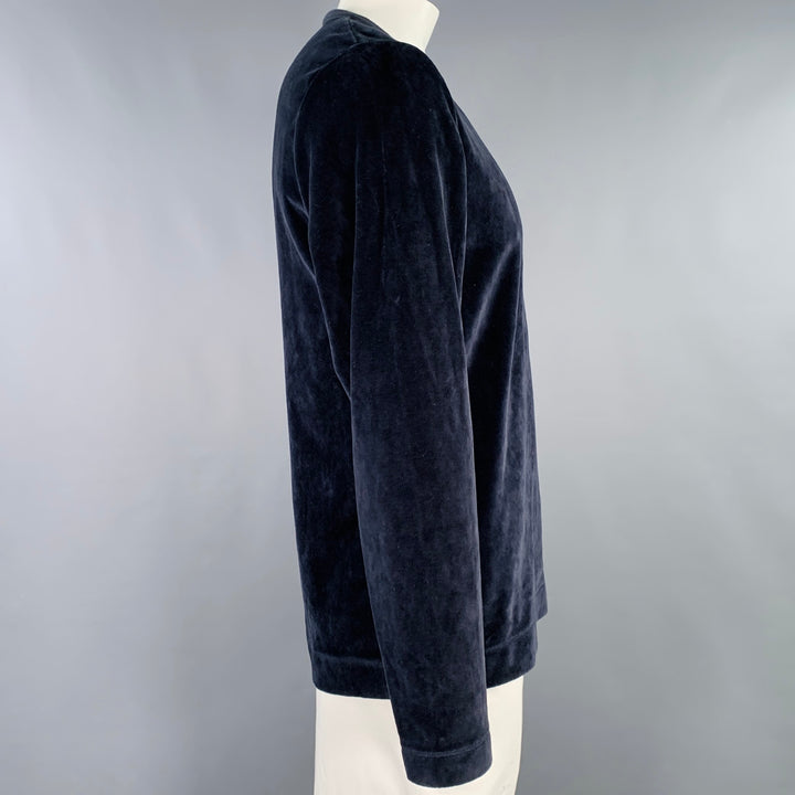 OUR LEGACY Size 42 Navy Velour Cotton Blend Crew Neck Pullover