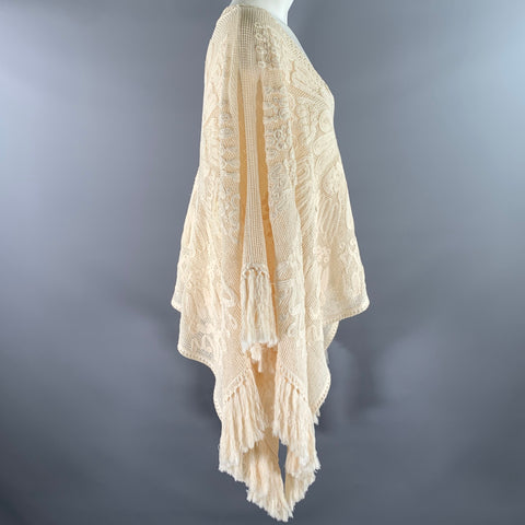 EMILIO PUCCI Size M Cream Silk Cotton Poncho Pullover