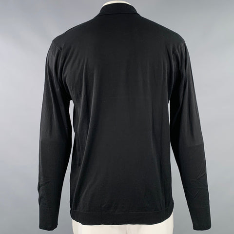 HARRODS Size XL Black Cotton Long Sleeve Polo