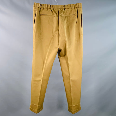 JIL SANDER Size L Tan Cotton Twill Tapered Drawstring Casual Pants