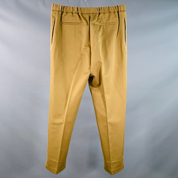 JIL SANDER Size L Tan Cotton Twill Tapered Drawstring Casual Pants