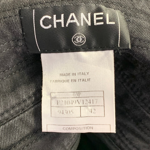 CHANEL Vintage Spring 2003 Size 10 Black Cotton High Waisted Wide Leg Casual Pants