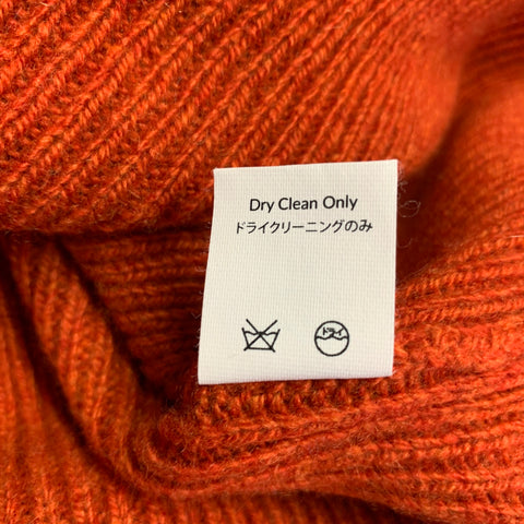 DEVEAUX NEW YORK Size XL Orange Ribbed Knit Cashmere Crew Neck Sweater