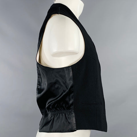 VINTAGE Size 38 Black Ribbed Single Breasted Vest