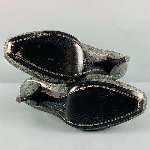 DRIES VAN NOTEN Zapatos de tacón con plataforma de cuero plateado talla 9