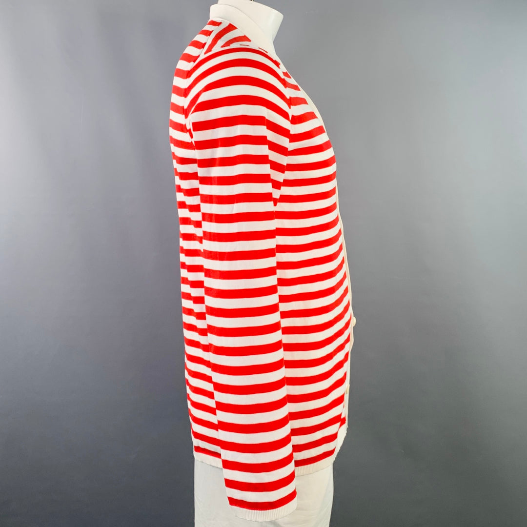 COMME des GARCONS HOMME PLUS Size L Red White Stripe Polyester Cardigan