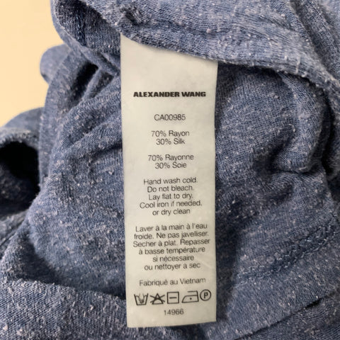 ALEXANDER WANG Size XS Navy Textured Silk Rayon Muscle T-shirt