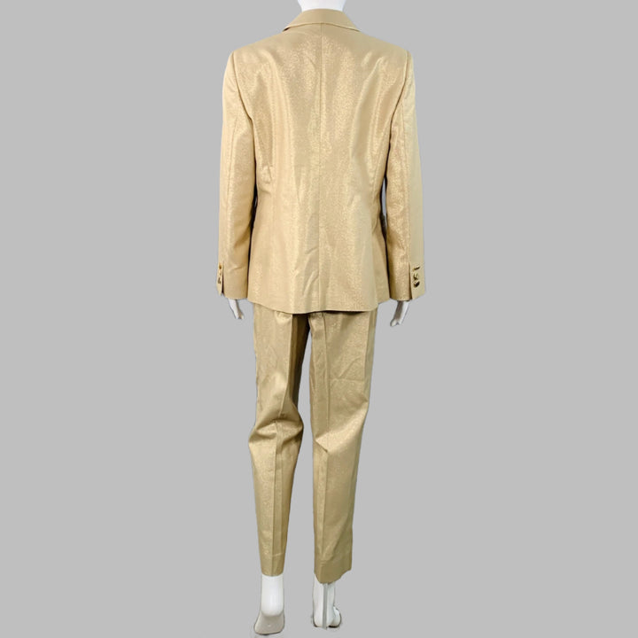 EMPORIO ARMANI Size M Gold Metallic Notch Lapel Pantsuit