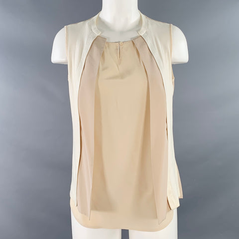 FABIANA FILIPPI Size S Beige Cream Cotton Blend Color Block Layered Sleeveless Casual Top